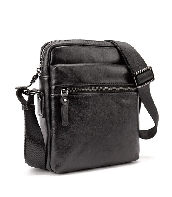 Месенджер класичний в гладкій шкірі чорний Tiding Bag 8717A-1 картинка, зображення, фото