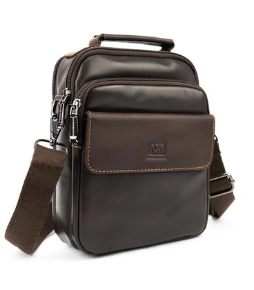 Кожаная мужская барсетка с ручкой коричневая Ruff Ryder RR-10097C фото, картинка, изображение