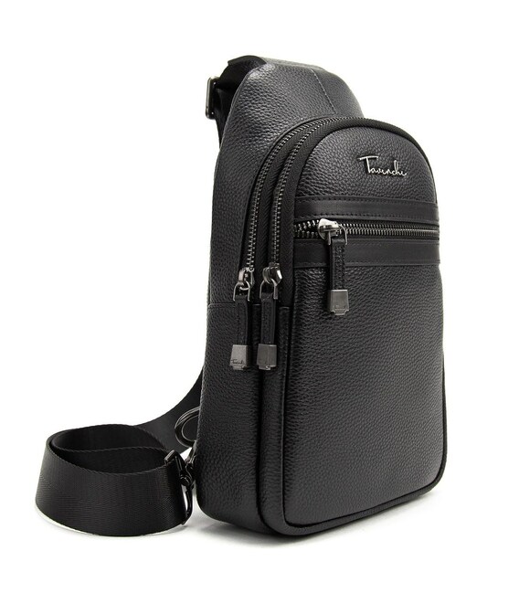 Кожаный мужской черный слинг через плечо флотар Tavinchi TV-SM8-830A-FL фото, картинка, изображение