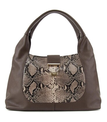 Женская вместительная кожаная сумка на плече с вставкой рептилияTavinchi CH-555DB-R фото, картинка, изображение