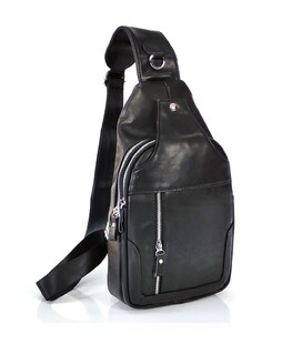 Мужской слинг Tiding Bag FL-N2-4004A из гладкой кожи черного цвета. фото, картинка, изображение