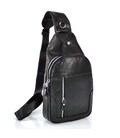 Мужской слинг Tiding Bag FL-N2-4004A из гладкой кожи черного цвета.