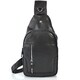 Мужской слинг Tiding Bag FL-N2-4004A из гладкой кожи черного цвета. фото