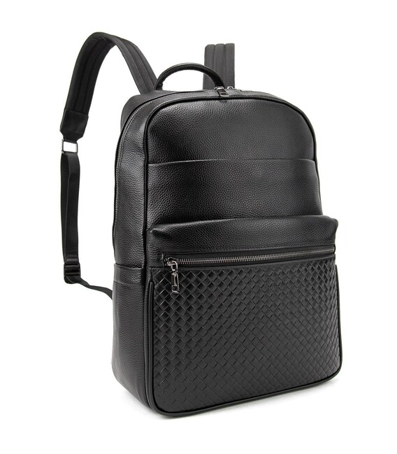 Мужской кожаный рюкзак черный Tiding Bag A25F-2418A фото, картинка, изображение