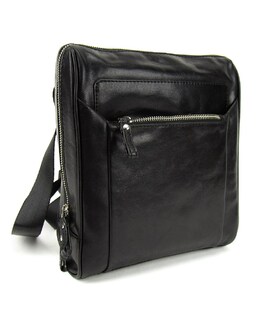 Черный мужской кожаный мессенджер в гладкой коже Tavinchi S-TV-4143A