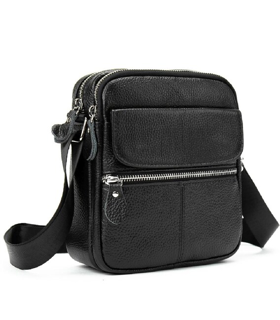 Кожаный мужской мессенджер на два отделения Tiding Bag M56-1189A фото, картинка, изображение