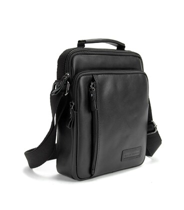 Черный мужской мессенджер в гладкой коже Ruff Ryder RR-9109A фото, картинка, изображение