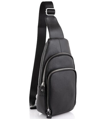 Шкіряний чорний слінг через плече Tiding Bag A25F-5058A картинка, зображення, фото
