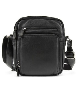 Кожаная сумка через плечо в черном цвете на три отдела Tavinchi R-1730A фото, картинка, изображение