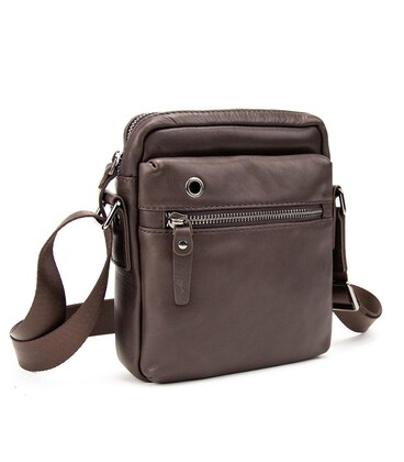 Месенджер в гладкій шкірі коричневий Tiding Bag 8718C картинка, зображення, фото