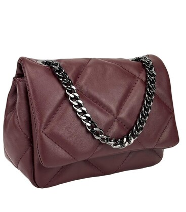 Стьобана жіноча м'яка сумочка на ланцюгу Firenze Italy F-IT-98106BO картинка, зображення, фото