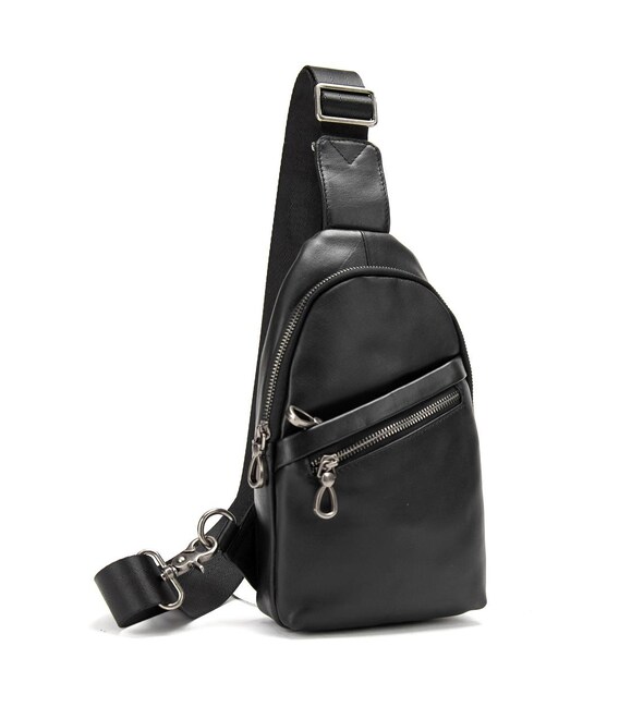 Сумка-слинг черная мужская Tiding Bag 10031A фото, картинка, изображение