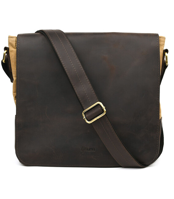 Сумка через плече розміру А4 з парусини та шкіри RSw-6601-3md TARWA фото, картинка, изображение