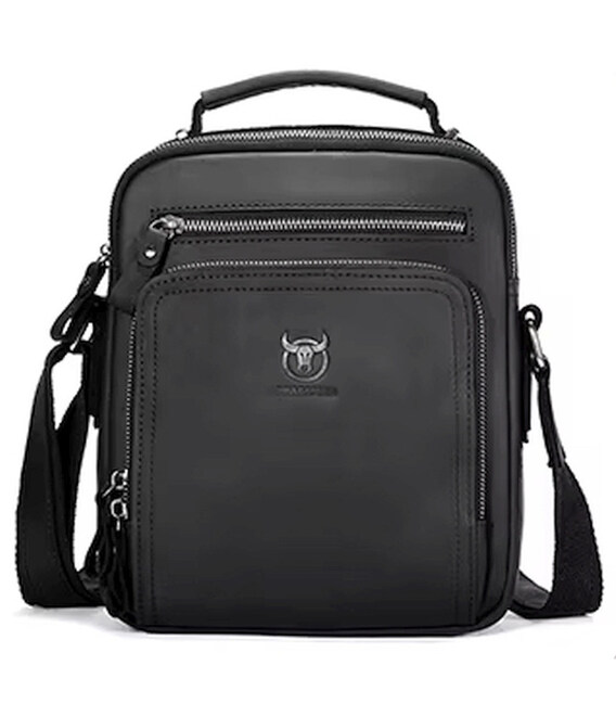 Шкіряна сумка чоловіча через плече Bull TB1063A чорна фото, картинка, изображение