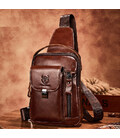 Шкіряний чоловічий рюкзак слінг із ручкою Bull TB555B рудий фото, картинка, изображение