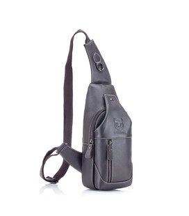 Шкіряний чоловічий рюкзак слінг Bull TB019J сірий фото, картинка, изображение