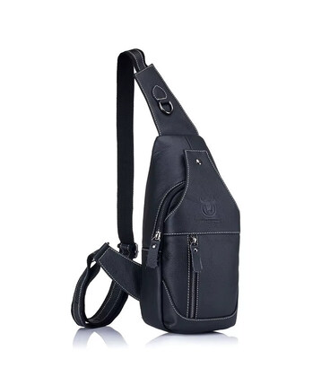 Шкіряний чоловічий рюкзак слінг Bull TB019A чорний фото, картинка, изображение