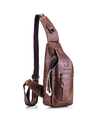 Шкіряний чоловічий рюкзак слінг Bull TB019C коричневий фото, картинка, изображение