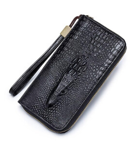 Гаманець логер шкіряний з тисненням рептилія Bull NB040A чорний фото, картинка, изображение