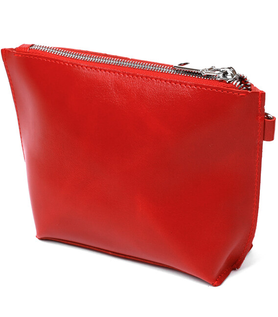 Жіноча глянсова косметичка із натуральної шкіри Shvigel 16410 Червоний картинка, зображення, фото