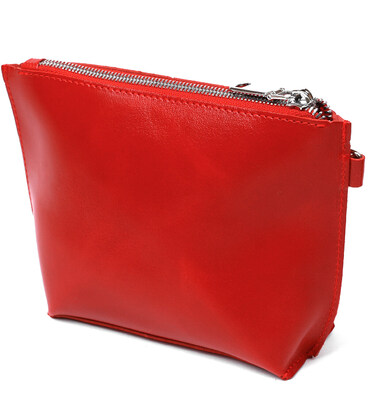 Женская глянцевая косметичка из натуральной кожи Shvigel 16410 Красный фото, картинка, изображение
