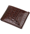 Фактурний чоловічий гаманець з натуральної шкіри з тисненням під крокодила з цікавою застібкою BOND 21990 Коричневий картинка, з