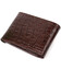 Фактурний чоловічий гаманець з натуральної шкіри з тисненням під крокодила з цікавою застібкою BOND 21990 Коричневий картинка, з