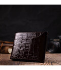 Фактурний чоловічий гаманець з натуральної шкіри з тисненням під крокодила з цікавою застібкою BOND 21990 Коричневий картинка, з