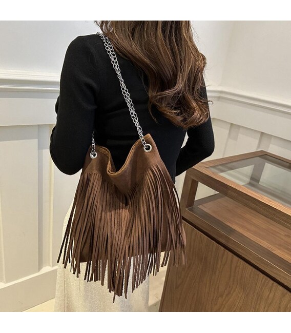 Замшева сумочка на ланцюжку з бахромою Lilly P2-8206DB картинка, зображення, фото