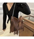 Замшевая сумочка на цепочке с бахромой Lilly P2-8206DB фото, картинка, изображение
