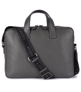 Кожаная сумка для ноутбука 14 Brampton London Maven Grey (Серый) фото, картинка, изображение
