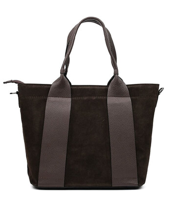 Замшева жіноча сумка тоут Італія Firenze fz379334 у кольорі шоколад фото, картинка, изображение