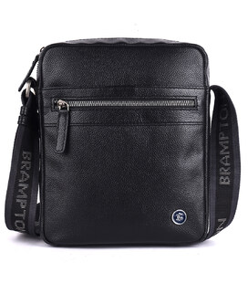 Мужская кожаная сумка через плечо Brampton London Crossflow Black (Черный) фото, картинка, изображение