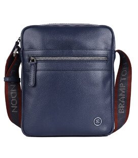 Мужская кожаная сумка через плечо Brampton London Crossflow Navy (Синий) фото, картинка, изображение