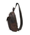 Рюкзак слінг шкіряний з передньою кишенею для телефону TARWA RC-6040-3md коричневий картинка, зображення, фото