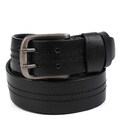 Ремінь зі шкіри буйвола на два язички LIMARY Lim-248A 40мм чорний фото, картинка, изображение
