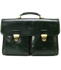 Діловий шкіряний чоловічий портфель у зеленій глянцевій шкірі TARWA GE-2068-4lx фото, картинка, изображение