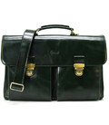 Діловий шкіряний чоловічий портфель у зеленій глянцевій шкірі TARWA GE-2068-4lx фото, картинка, изображение