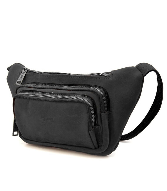 Шкіряна бананка напоясна із кінської шкіри чорна RA-8179-3md TARWA фото, картинка, изображение