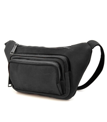 Шкіряна бананка напоясна із кінської шкіри чорна RA-8179-3md TARWA фото, картинка, изображение