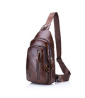Шкіряна нагрудна сумка слінг на одне плече T1000 BULL коричнева фото, картинка, изображение