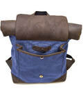 Рол-ап рюкзак зі шкіри та синій канвас TARWA RKc-5191-3md фото, картинка, изображение