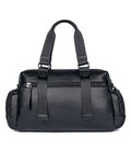 Шкіряна дорожня спортивна сумка через плече чорна John McDee 7420A - картинка, зображення, фото дорожньої сумки