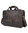 Велика сумка для ноутбука 15" 17" 19" зі шкіри crazy horse John McDee 7387R-1 фото, картинка, изображение