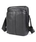 Чоловічі шкіряні сумки месенджер на плече чорна John McDee 1054A фото, картинка, изображение