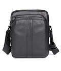 Чоловічі шкіряні сумки месенджер на плече чорна John McDee 1054A фото, картинка, изображение