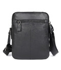 Чоловічі шкіряні сумки месенджер на плече чорна John McDee 1054A фото, картинка, изображение