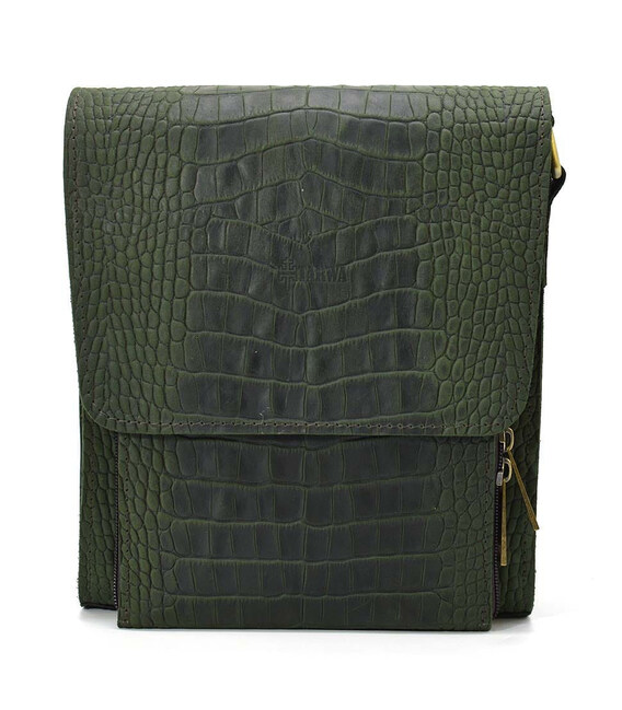 Шкіряна сумка через плече RepE-3027-4lx бренду TARWA зелений колір рептилія фото, картинка, изображение