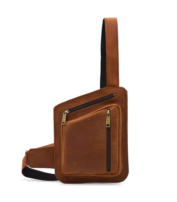 Шкіряна нагрудна сумка, сумка-кобура з кінської шкіри TARWA RB-235-3md фото, картинка, изображение