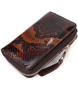 Відмінне лаковане жіноче портмоне середнього розміру з натуральної шкіри з тисненням під змію CANPELLINI 21714 Різнокольорове ка